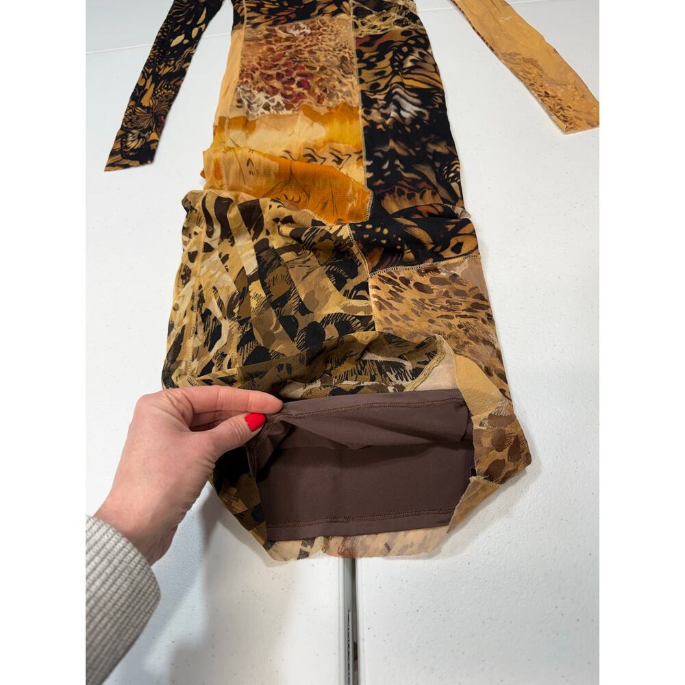 Fuzzi Abito Midi mesh patch work long sleeve Dres… - image 5